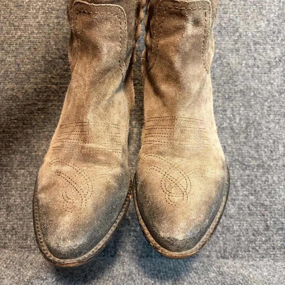 Franco Sarto Brown Suede Tall Riding Boots Womens 10 Buckle Western Cowboy Ombre